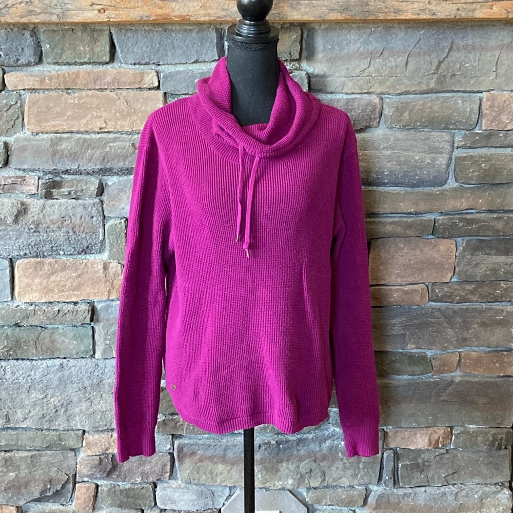Lauren Ralph Lauren Waffle Knit Thermal Cowl Mock Neck Pullover Sweater - Picture 6 of 13